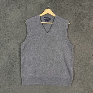 Brooks Brothers Sweater Vest Mens Medium Gray V Neck 3 Ply Scottish Cashmere